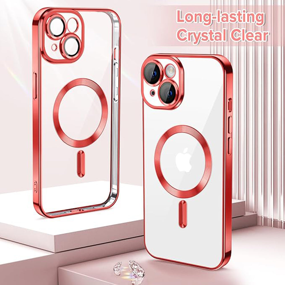 Funda MagSafe para Apple iPhone 14, Techsuit, Luxury Crystal, Roja