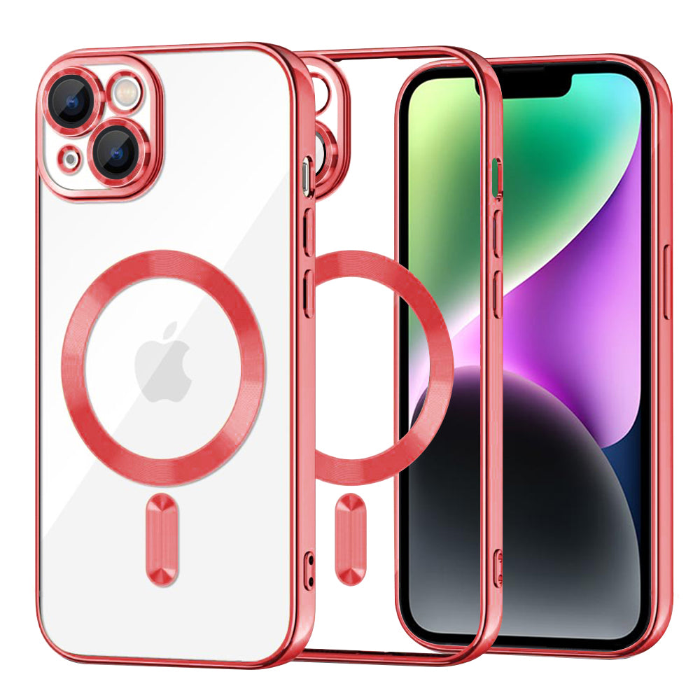 Funda MagSafe para Apple iPhone 14, Techsuit, Luxury Crystal, Roja
