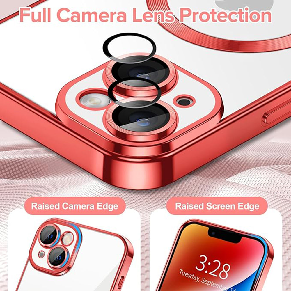 Funda MagSafe para Apple iPhone 14, Techsuit, Luxury Crystal, Roja