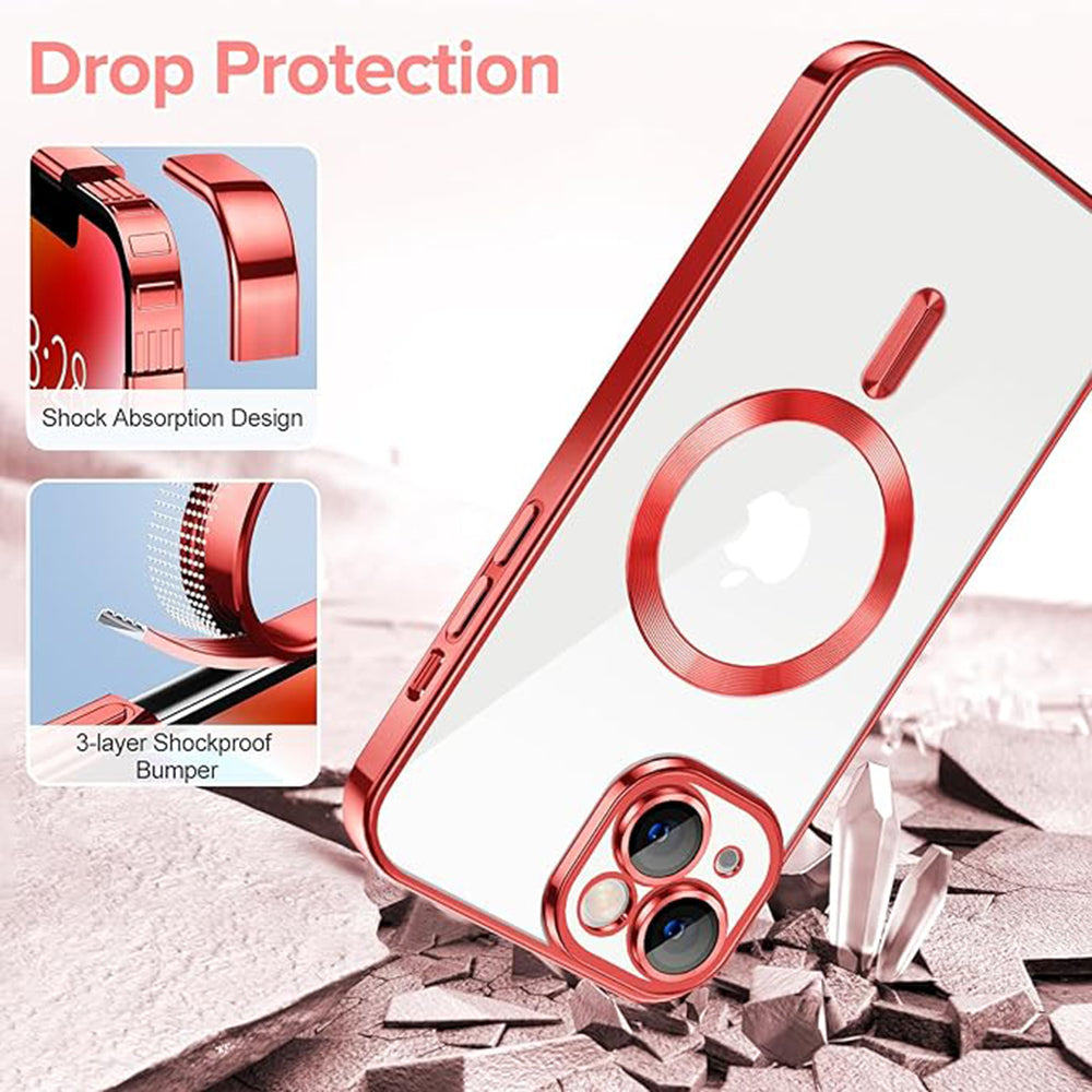 Funda MagSafe para Apple iPhone 14, Techsuit, Luxury Crystal, Roja