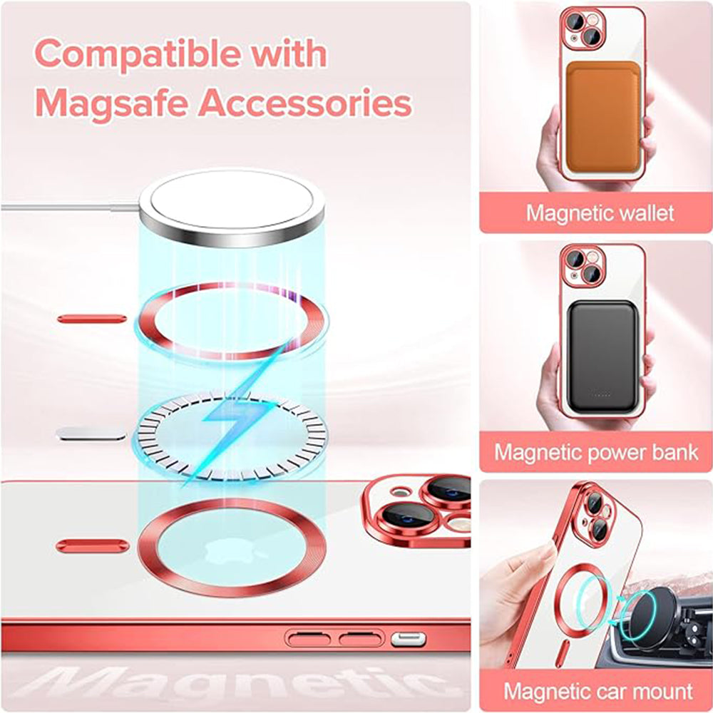 Funda MagSafe para Apple iPhone 14, Techsuit, Luxury Crystal, Roja