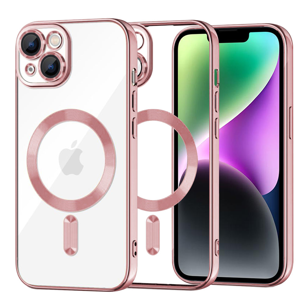 Funda MagSafe para Apple iPhone 14, Techsuit, Luxury Crystal, Rosa