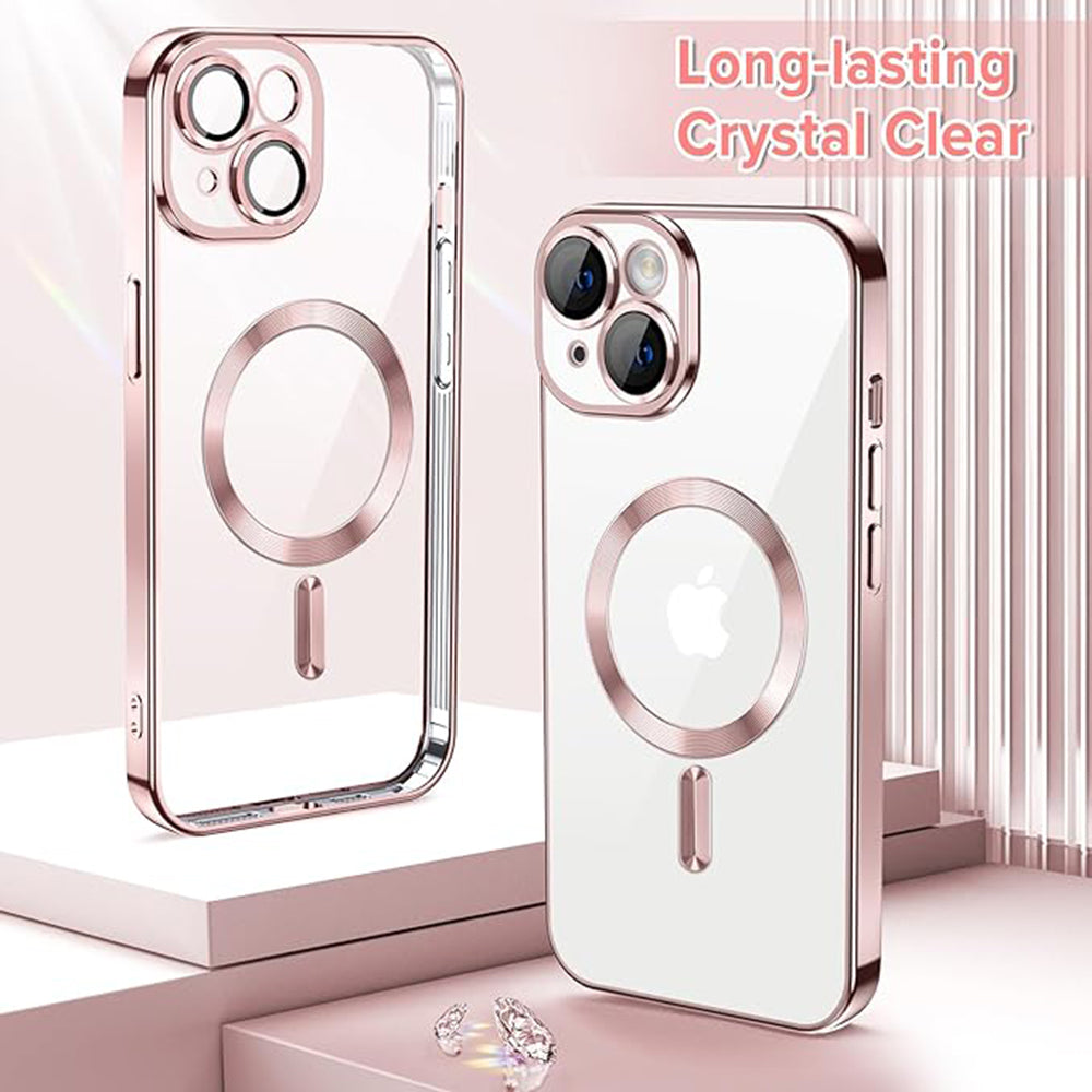 Funda MagSafe para Apple iPhone 14, Techsuit, Luxury Crystal, Rosa