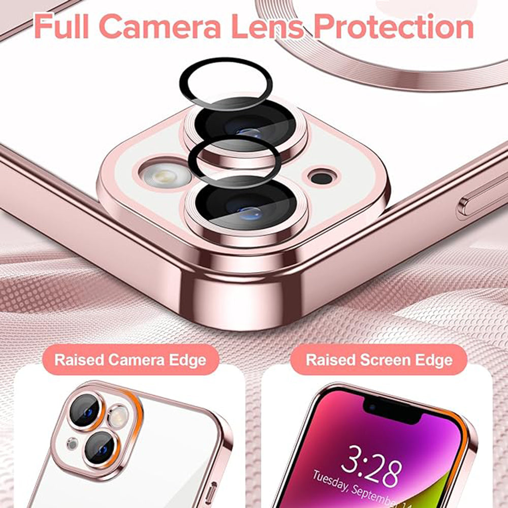 Funda MagSafe para Apple iPhone 14, Techsuit, Luxury Crystal, Rosa