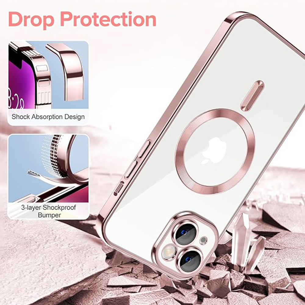 Funda MagSafe para Apple iPhone 14, Techsuit, Luxury Crystal, Rosa