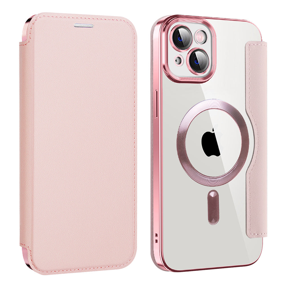 Funda MagSafe para Apple iPhone 14, Techsuit, SmartMag Book, Rosa