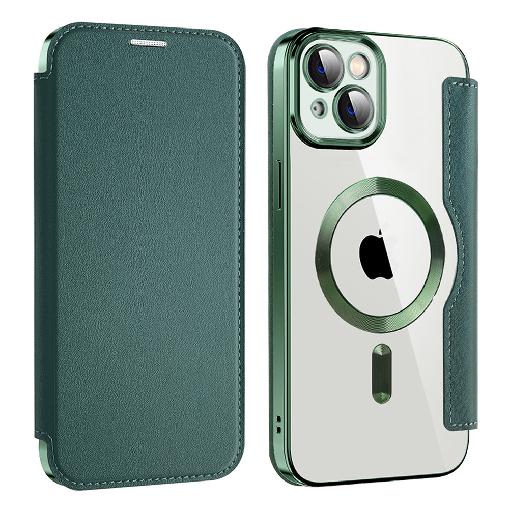 Funda MagSafe para Apple iPhone 14, Techsuit, SmartMag Book, Verde