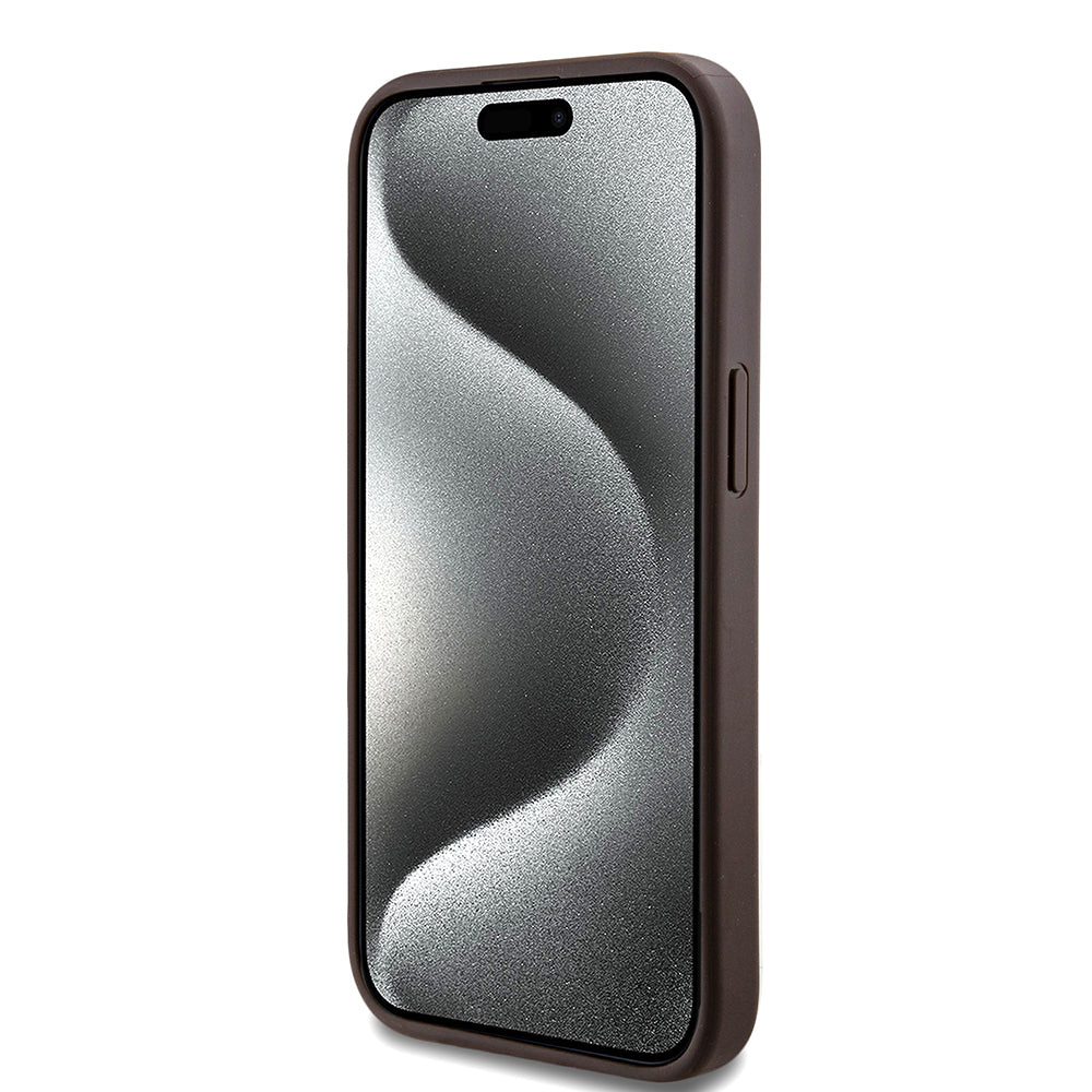 Funda MagSafe para Apple iPhone 15, Guess, Colección 4G, Marrón