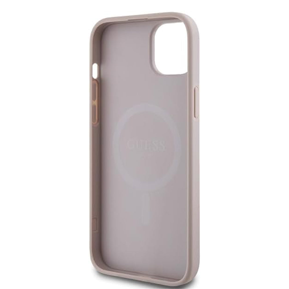 Funda MagSafe para Apple iPhone 15, Guess, Colección 4G, Rosa.