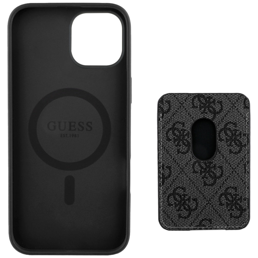 Funda MagSafe para Apple iPhone 15, Guess, Cardslot 4G Stripes, Negra