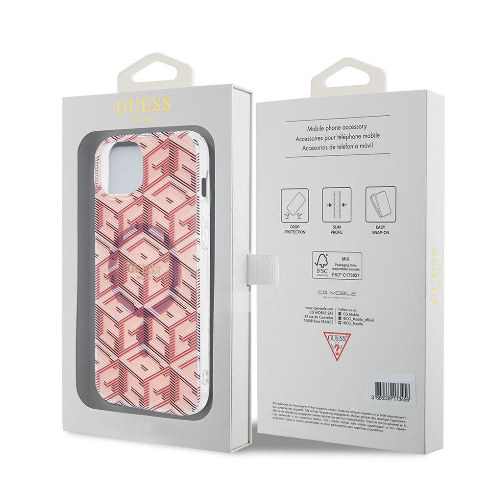 Funda MagSafe para Apple iPhone 15, Guess, IML Gcube, Rosa