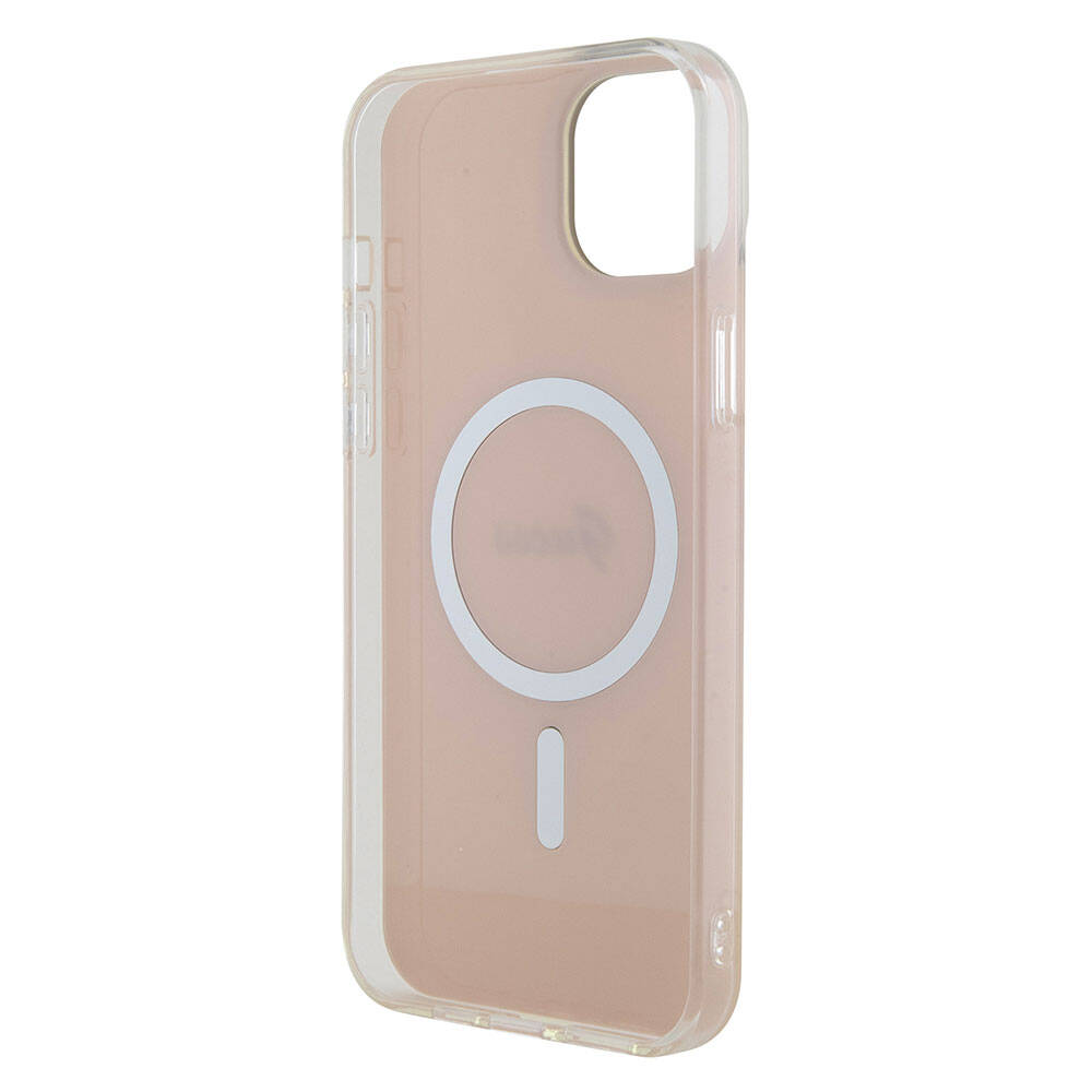 Funda MagSafe para Apple iPhone 15, Guess, IML Iridescent Script, Rosa GUHMP15SHITSP