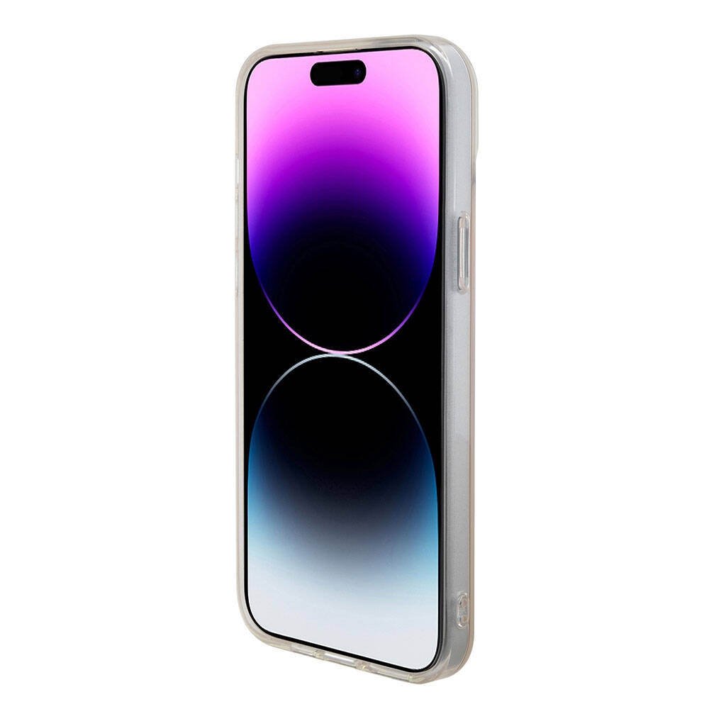 Funda MagSafe para Apple iPhone 15, Guess, IML Iridescent Script, Rosa GUHMP15SHITSP
