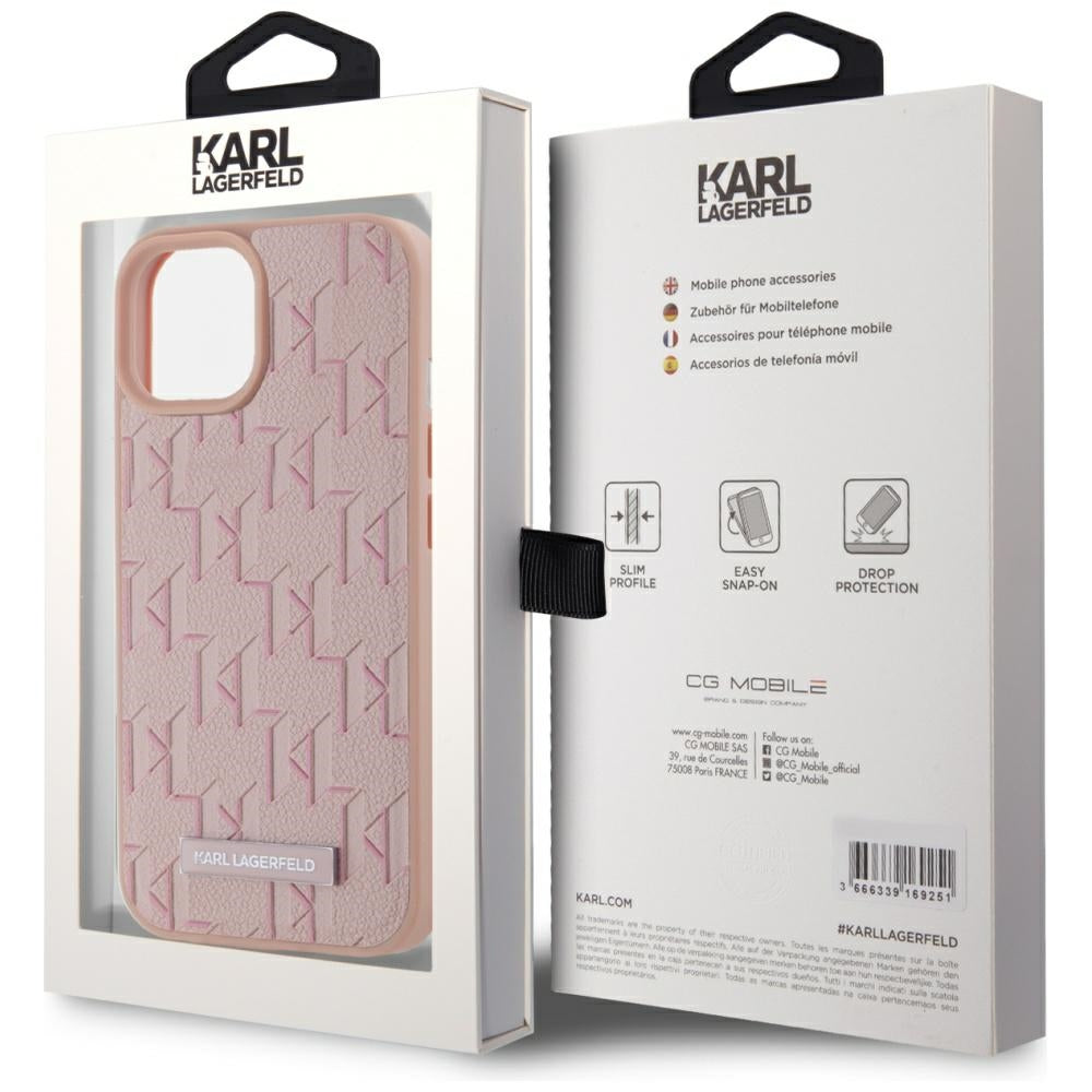 Funda MagSafe para Apple iPhone 15, Karl Lagerfeld, Hot Stamp, Rosa
