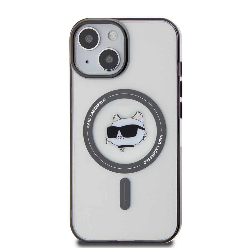 Funda MagSafe para Apple iPhone 15, Karl Lagerfeld, IML Choupette's Head, Transparente