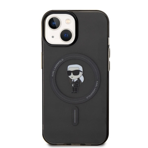 Funda MagSafe para Apple iPhone 15, Karl Lagerfeld, IML Ikonik Karl, Negra