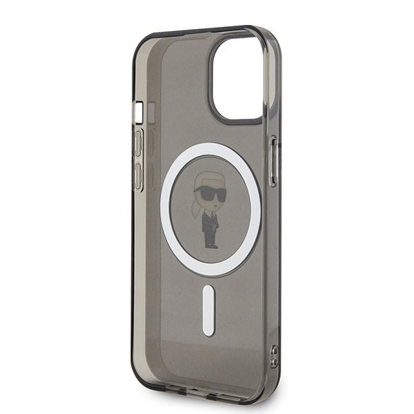 Funda MagSafe para Apple iPhone 15, Karl Lagerfeld, IML Ikonik Karl, Negra