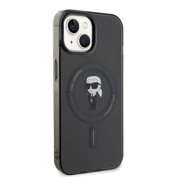 Funda MagSafe para Apple iPhone 15, Karl Lagerfeld, IML Ikonik Karl, Negra