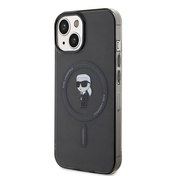Funda MagSafe para Apple iPhone 15, Karl Lagerfeld, IML Ikonik Karl, Negra