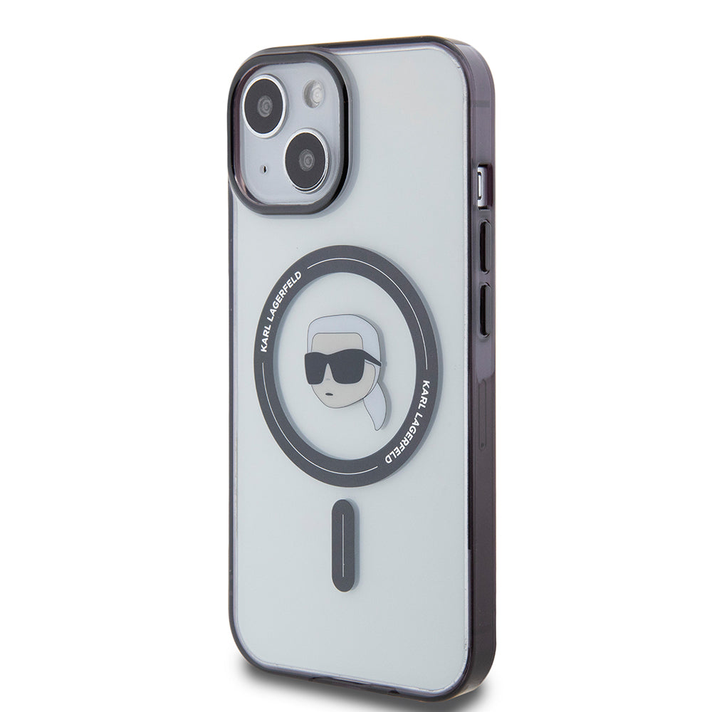 Funda MagSafe para Apple iPhone 15, Karl Lagerfeld, IML Karl's Head, Transparente