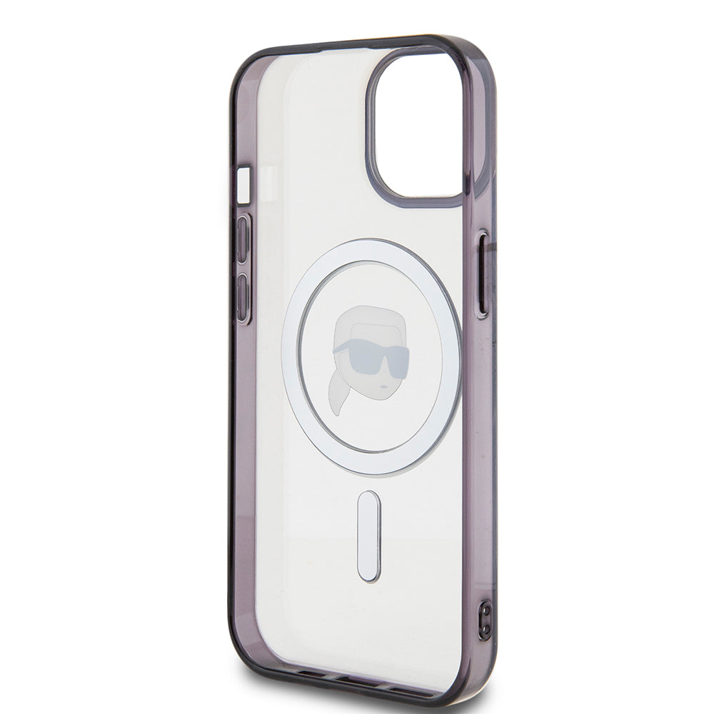 Funda MagSafe para Apple iPhone 15, Karl Lagerfeld, IML Karl's Head, Transparente