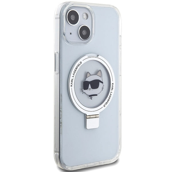 Funda MagSafe para Apple iPhone 15 Plus / 14 Plus, Karl Lagerfeld, Ring Stand Choupette's Head, Blanca