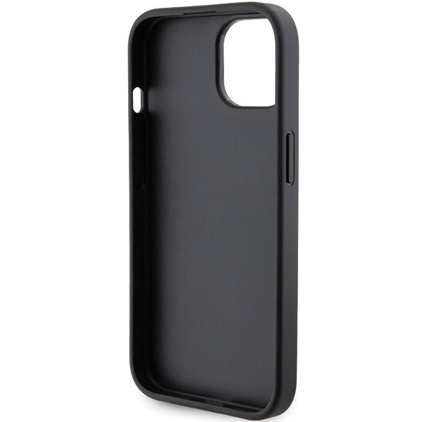 Funda MagSafe para Apple iPhone 15 Plus / 14 Plus, Karl Lagerfeld, Saffiano Gripstand Karl & Choupette, Negra