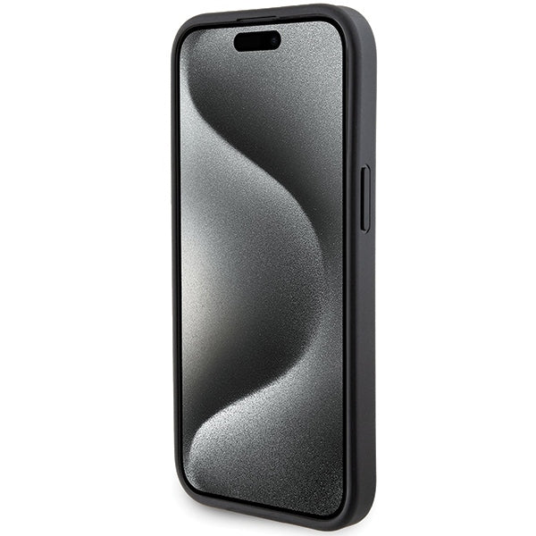 Funda MagSafe para Apple iPhone 15 Plus / 14 Plus, Karl Lagerfeld, Saffiano Gripstand Karl & Choupette, Negra