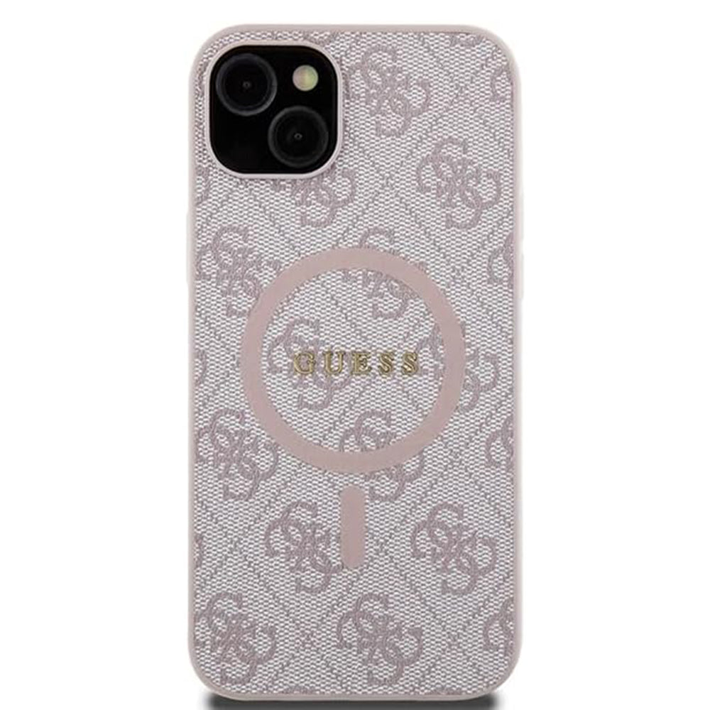 Funda MagSafe para Apple iPhone 15 Plus, Guess, Colección 4G, Rosa.