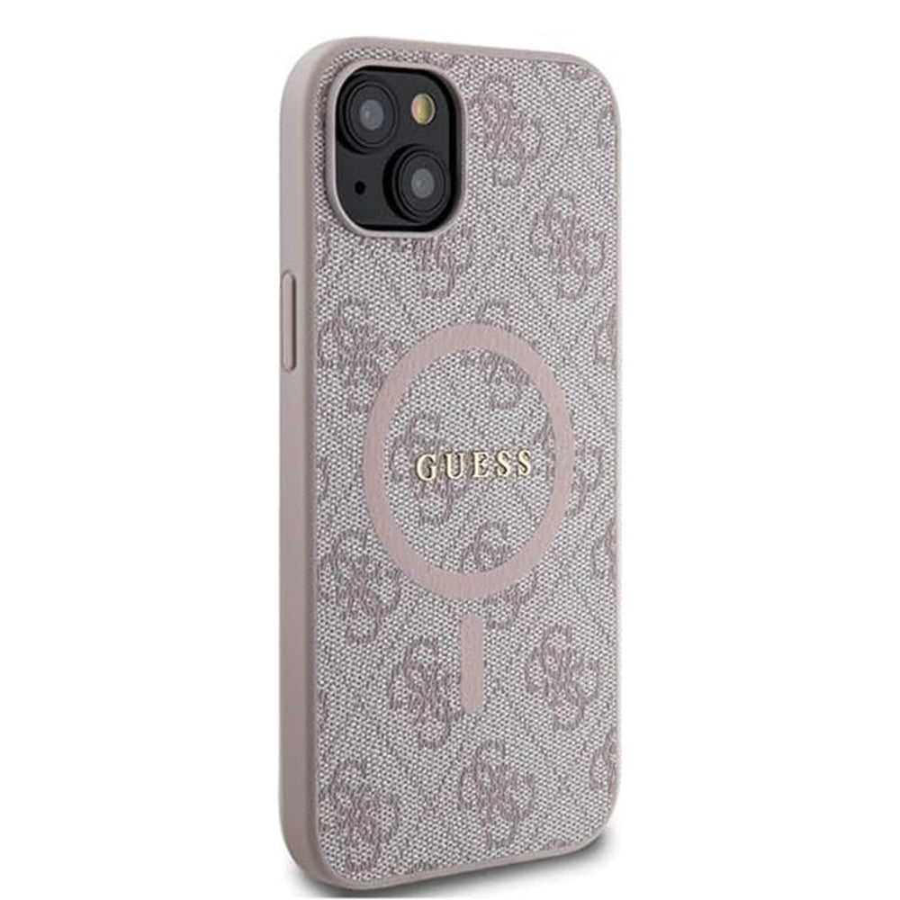 Funda MagSafe para Apple iPhone 15 Plus, Guess, Colección 4G, Rosa.