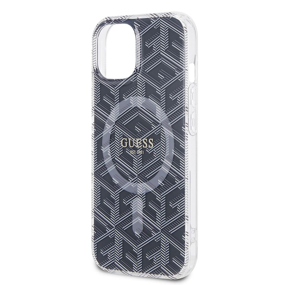 Funda MagSafe para Apple iPhone 15 Plus, Guess, IML Gcube, Negra