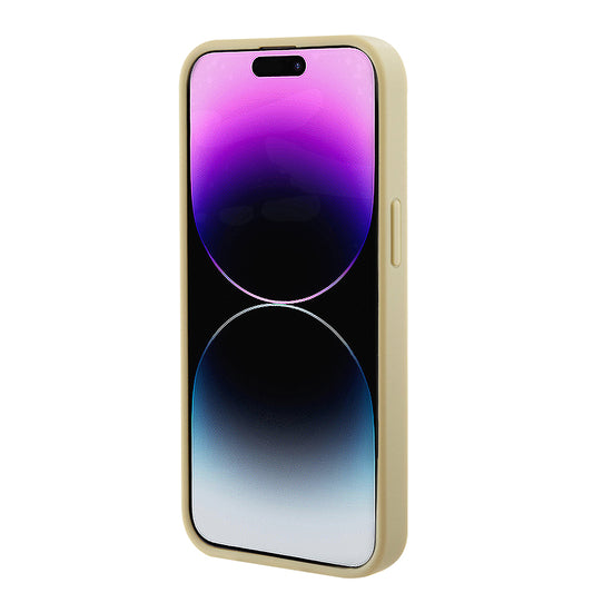 Funda MagSafe para Apple iPhone 15 Plus, Guess, Saffiano, Dorada