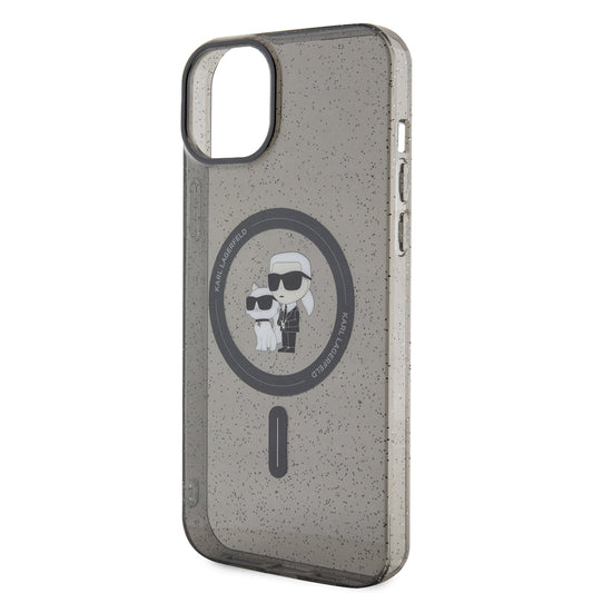 Funda MagSafe para Apple iPhone 15 Plus, Karl Lagerfeld, Glitter, Negra