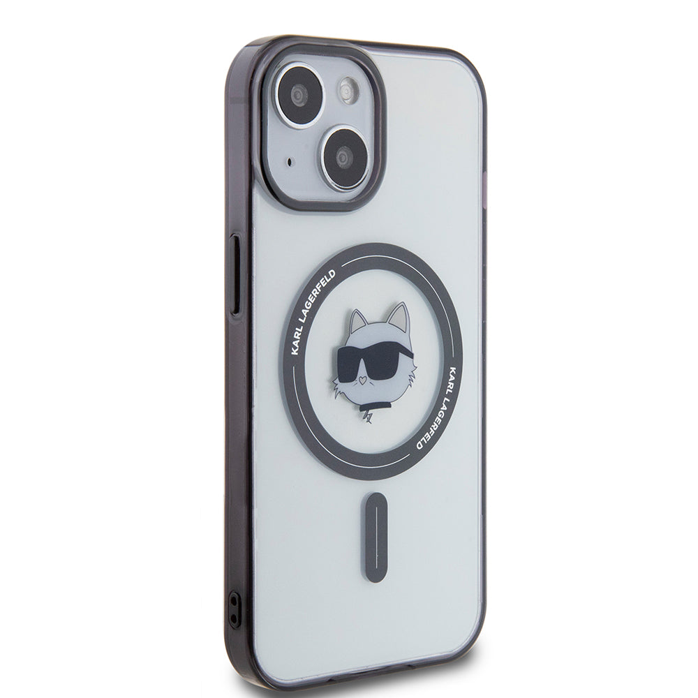 Funda MagSafe para Apple iPhone 15 Plus, Karl Lagerfeld, IML Choupette's Head, Transparente