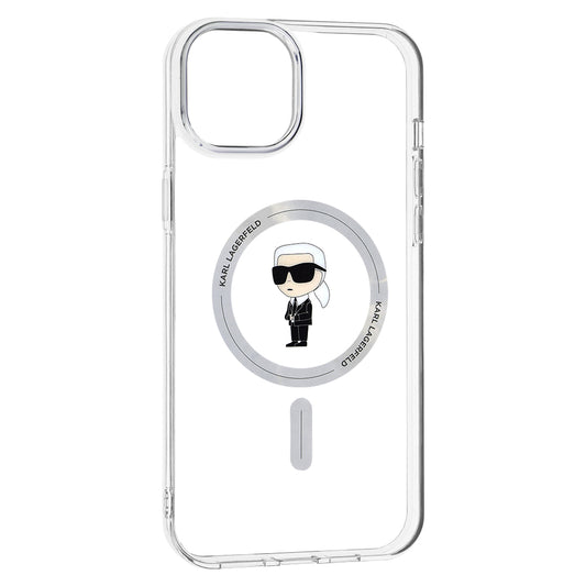 Funda MagSafe para Apple iPhone 15 Plus, Karl Lagerfeld, IML Ikonik Karl, Transparente