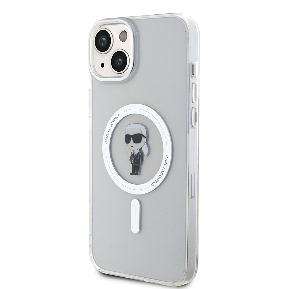 Funda MagSafe para Apple iPhone 15 Plus, Karl Lagerfeld, IML Ikonik Karl, Transparente