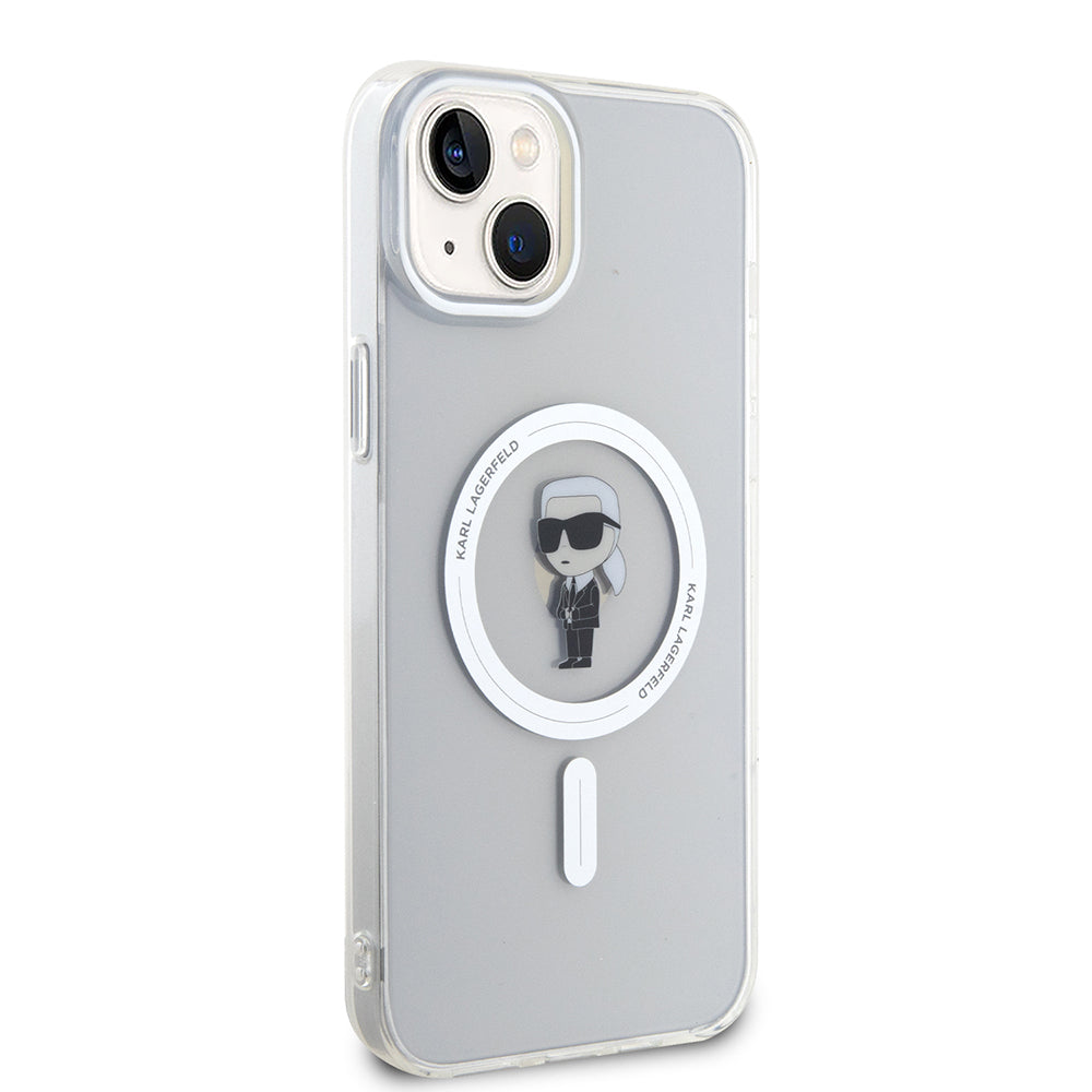 Funda MagSafe para Apple iPhone 15 Plus, Karl Lagerfeld, IML Ikonik Karl, Transparente