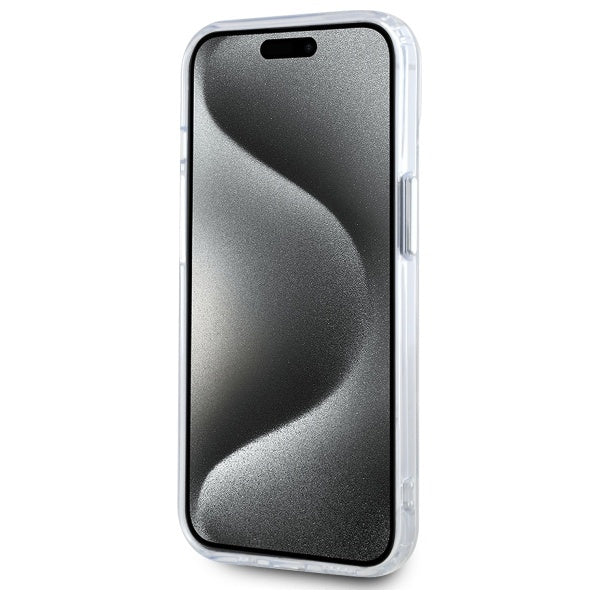 Funda MagSafe para Apple iPhone 15 Plus, Karl Lagerfeld, IML Metal Choupette's Head, Blanca.