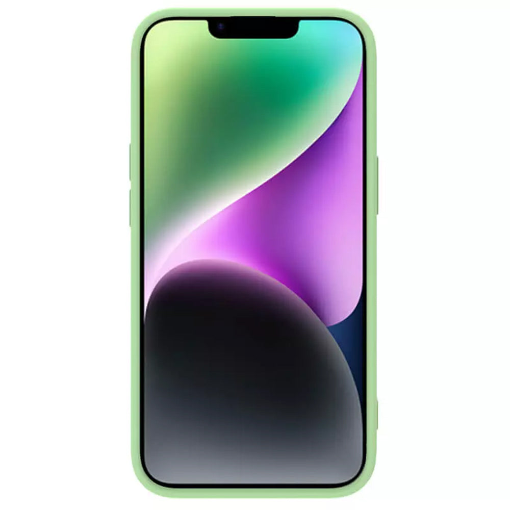 Funda MagSafe para Apple iPhone 15 Plus, Nillkin, CamShield Silky, Verde Claro