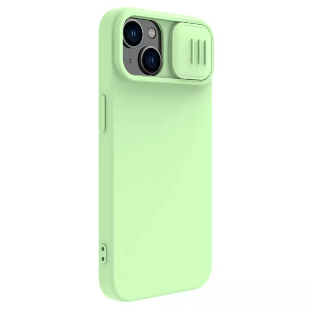 Funda MagSafe para Apple iPhone 15 Plus, Nillkin, CamShield Silky, Verde Claro