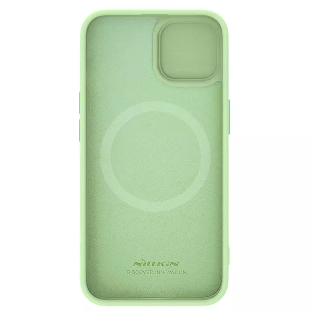 Funda MagSafe para Apple iPhone 15 Plus, Nillkin, CamShield Silky, Verde Claro