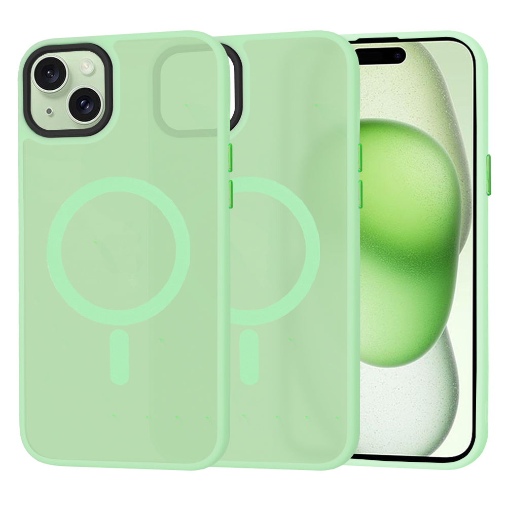 Funda MagSafe para Apple iPhone 15 Plus, Techsuit, HaloFrost, Verde Claro