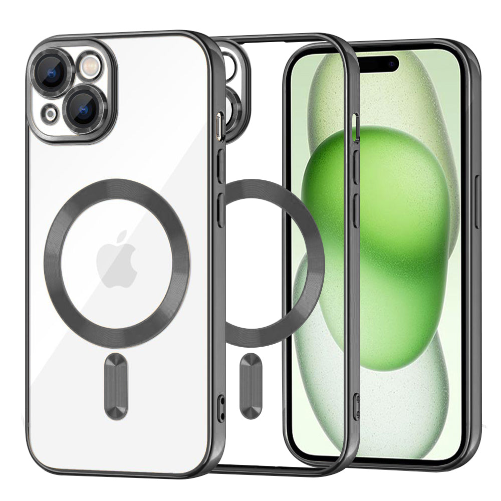 Funda MagSafe para Apple iPhone 15 Plus, Techsuit, Luxury Crystal, Negra