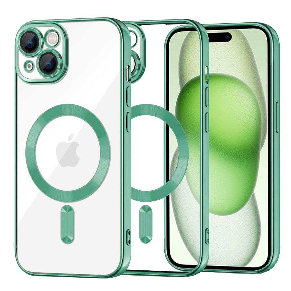 Funda MagSafe para Apple iPhone 15 Plus, Techsuit, Luxury Crystal, Verde Claro