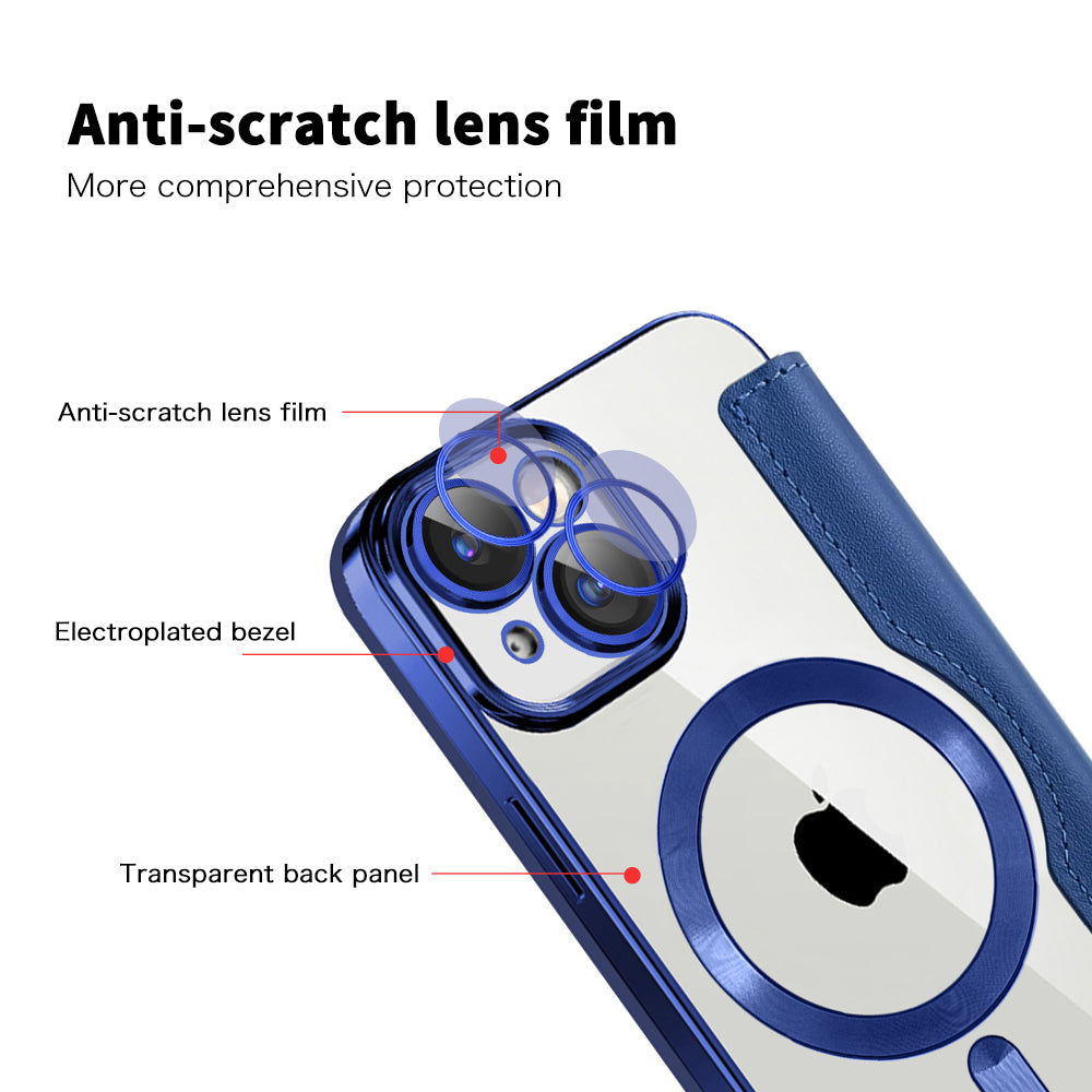 Funda MagSafe para Apple iPhone 15 Plus, Techsuit, SmartMag Book, Azul