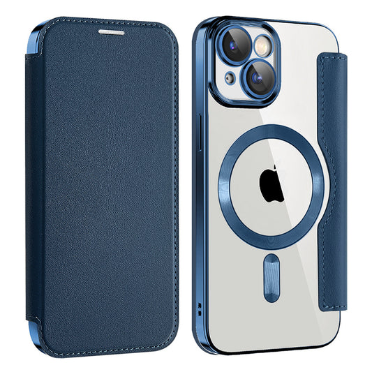 Funda MagSafe para Apple iPhone 15 Plus, Techsuit, SmartMag Book, Azul