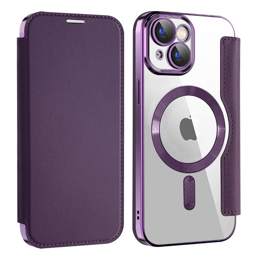 Funda MagSafe para Apple iPhone 15 Plus, Techsuit, SmartMag Book, Morado