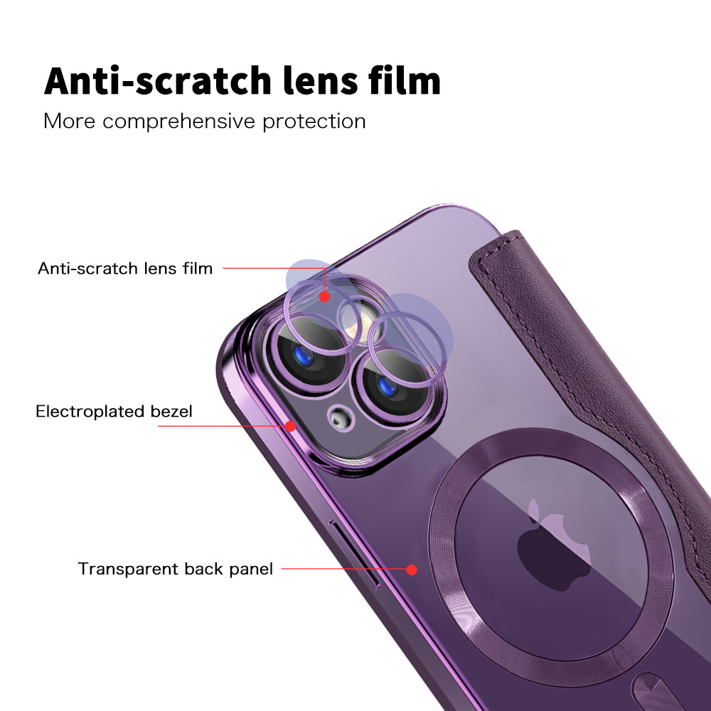 Funda MagSafe para Apple iPhone 15 Plus, Techsuit, SmartMag Book, Morado