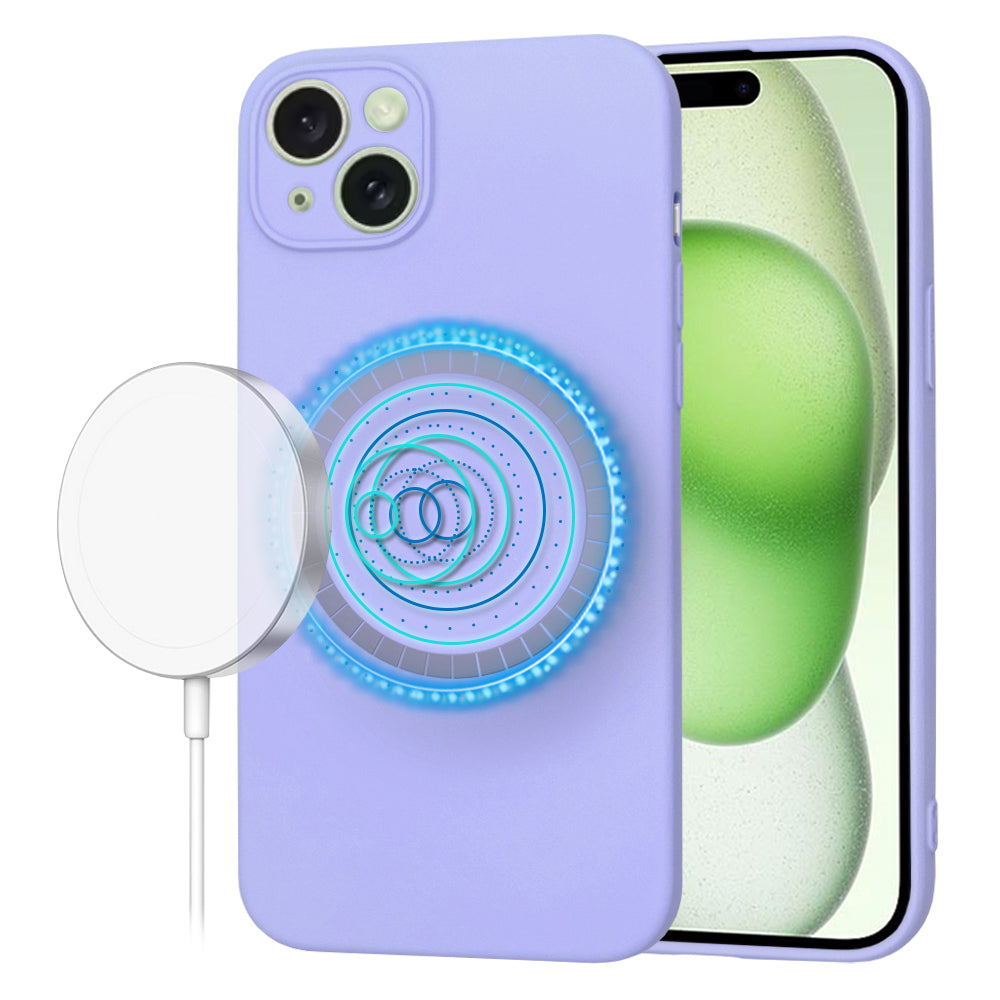 Funda MagSafe para Apple iPhone 15 Plus, Techsuit, SoftFlex, Morado Claro