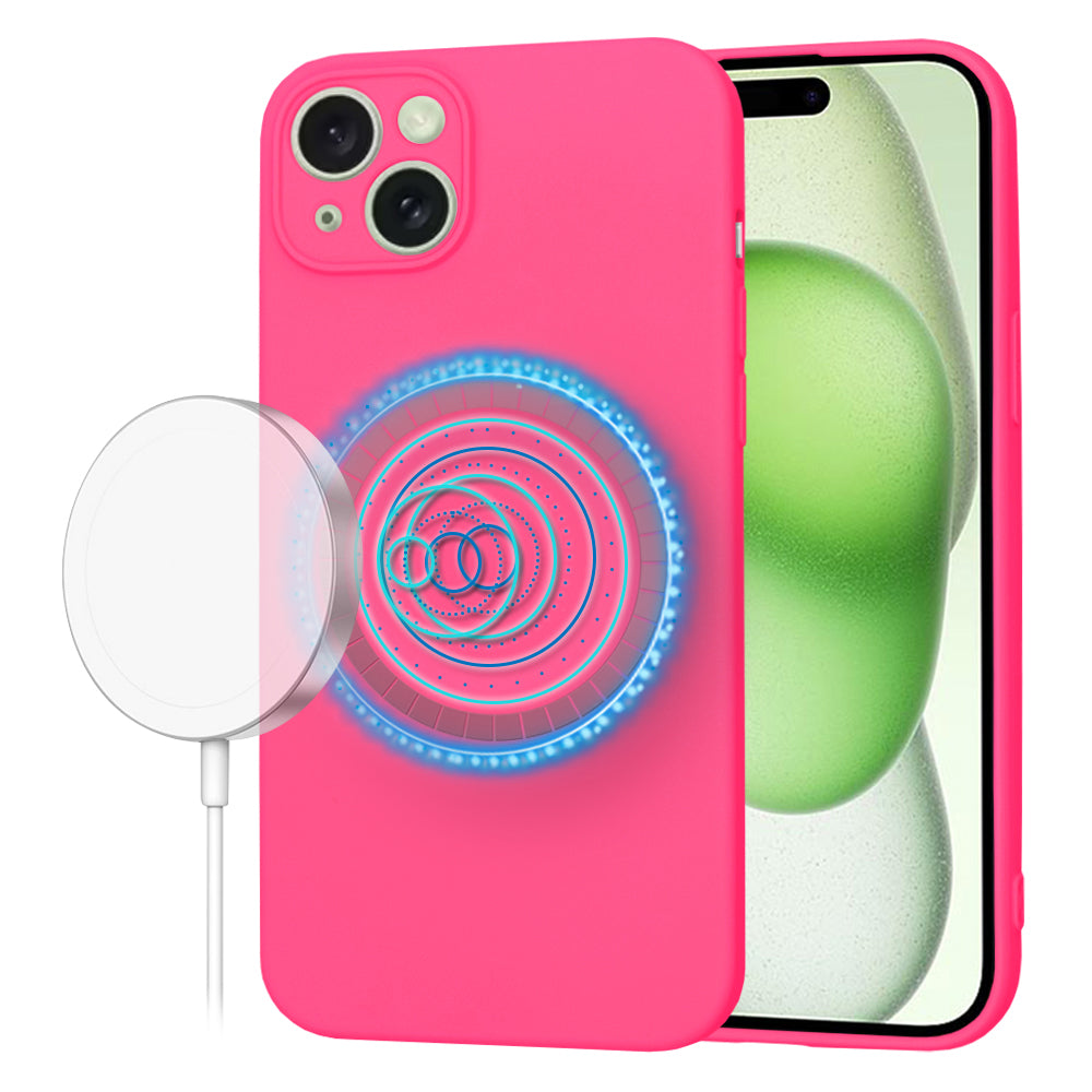 Funda MagSafe para Apple iPhone 15 Plus, Techsuit, SoftFlex, Rosa Oscuro